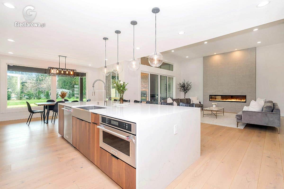 Kuchnia z wyspą i jadalnią i salonem Kuchnia z wyspą i jadalnią i salonem