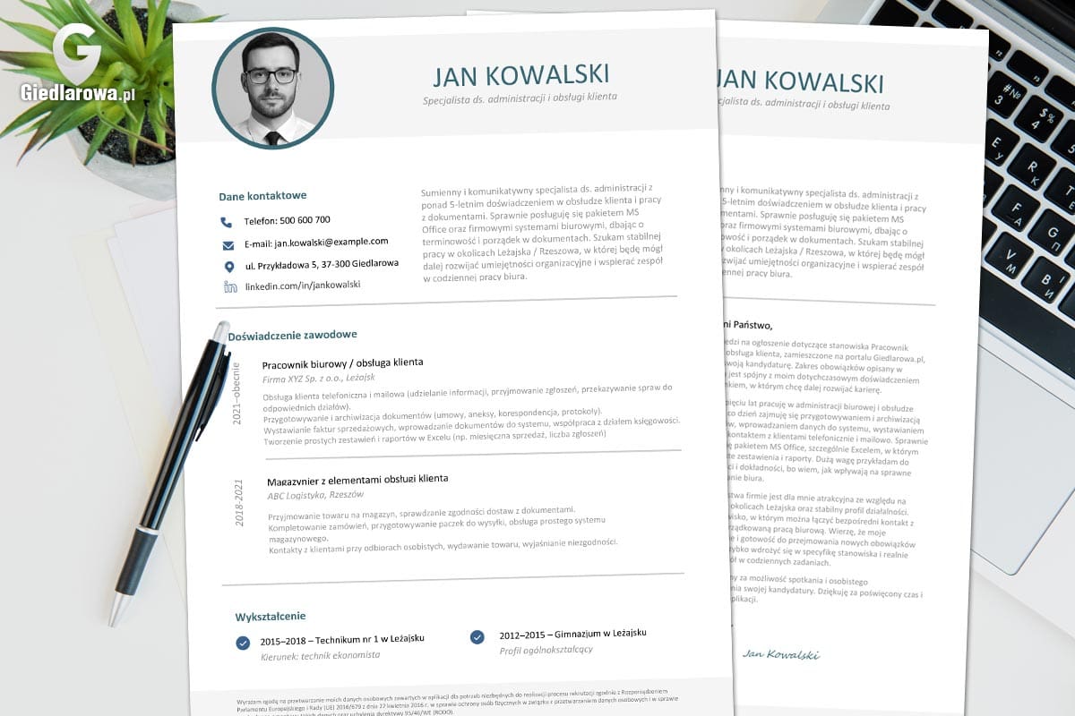 Przykładowy szablon CV oraz List motywacyjny