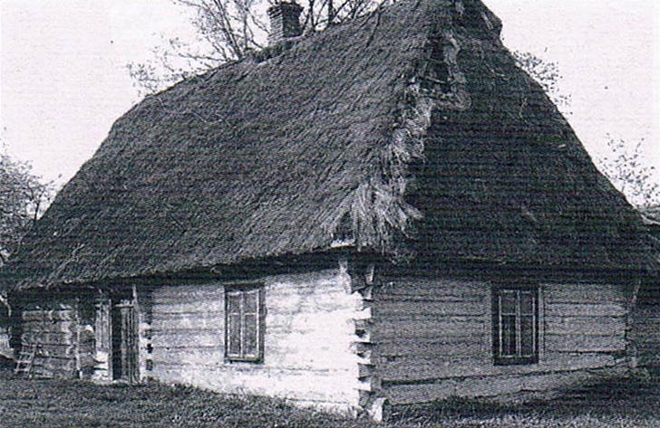 Chałupa Jana Kuprasa w Giedlarowej - rozebrana w 1980 r.