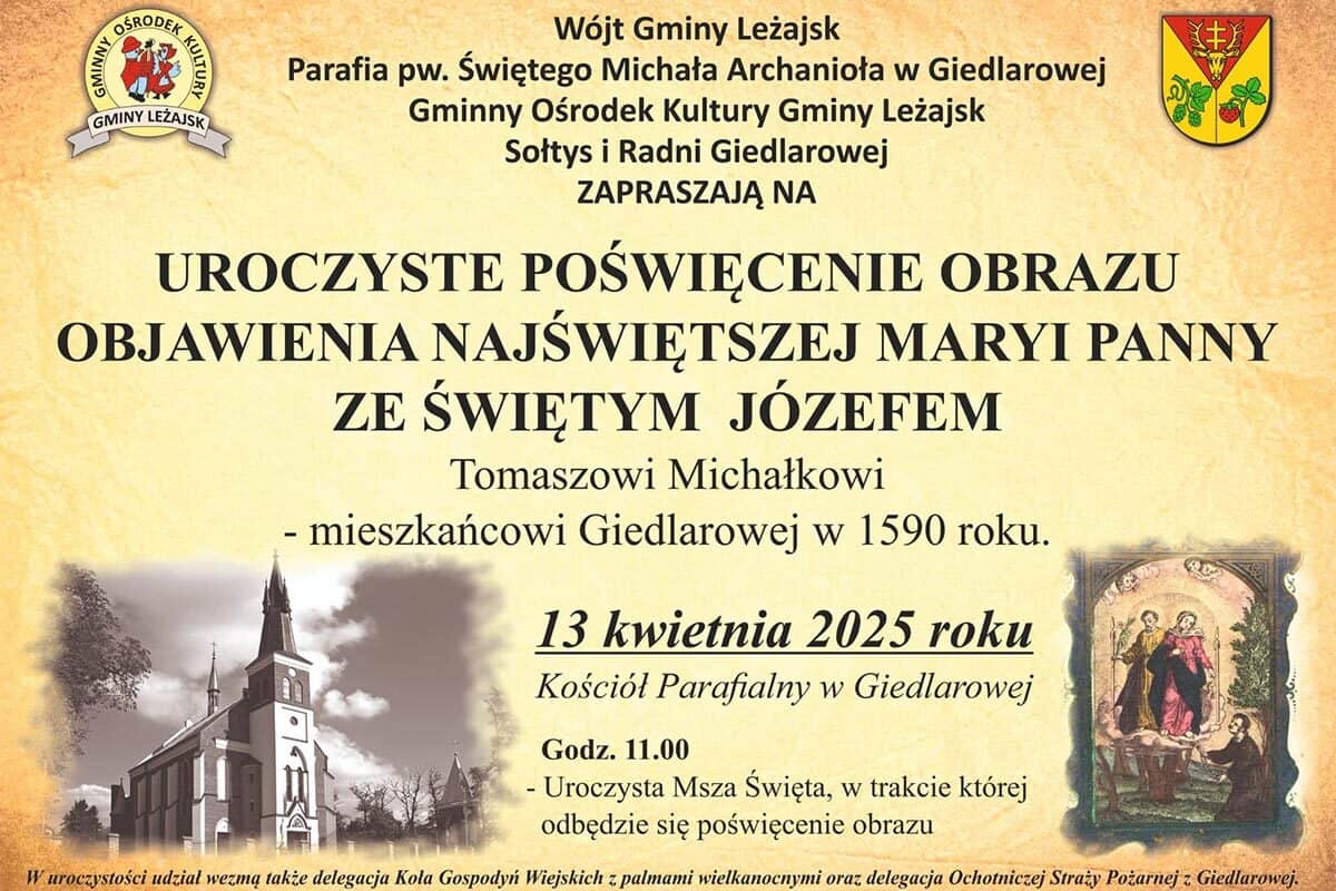 poświęcenie obrazu objawienia Najświętszej Maryi Panny ze Świętym Józefem