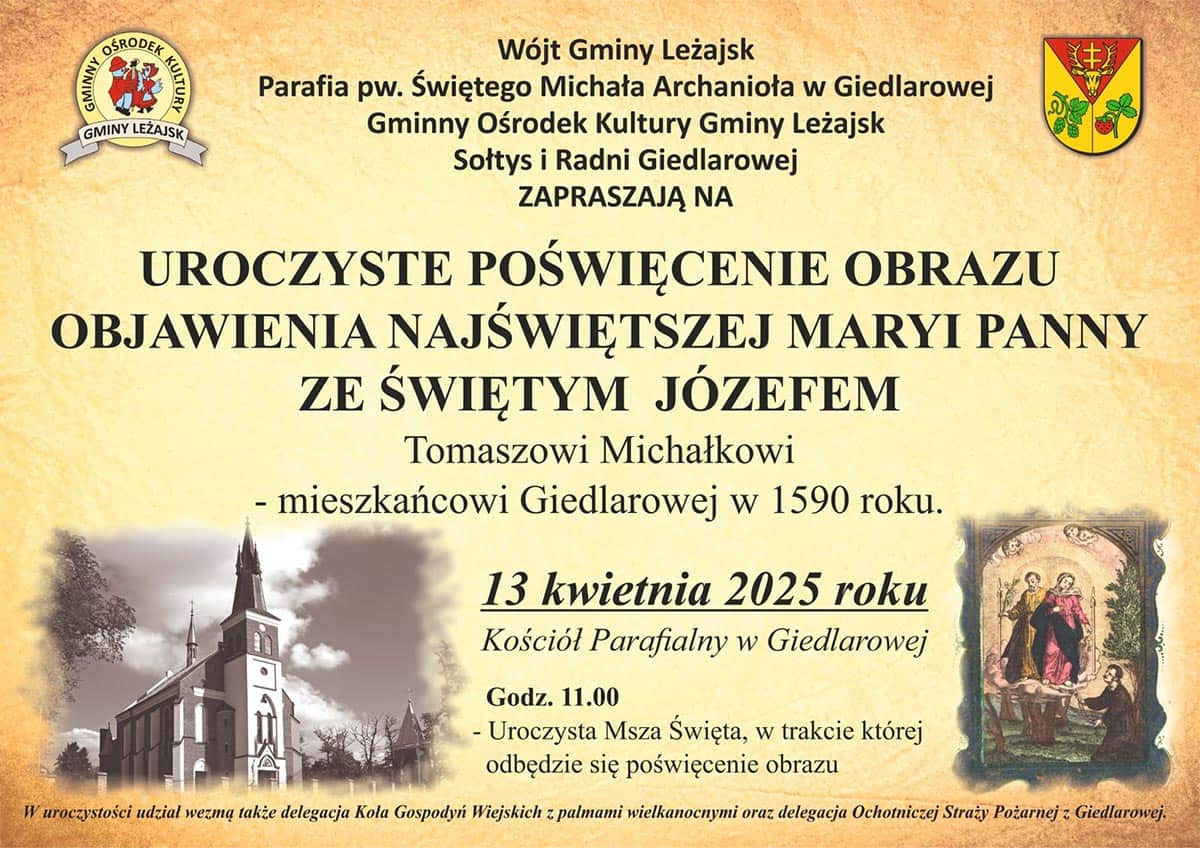 poświęcenie obrazu objawienia Najświętszej Maryi Panny ze Świętym Józefem