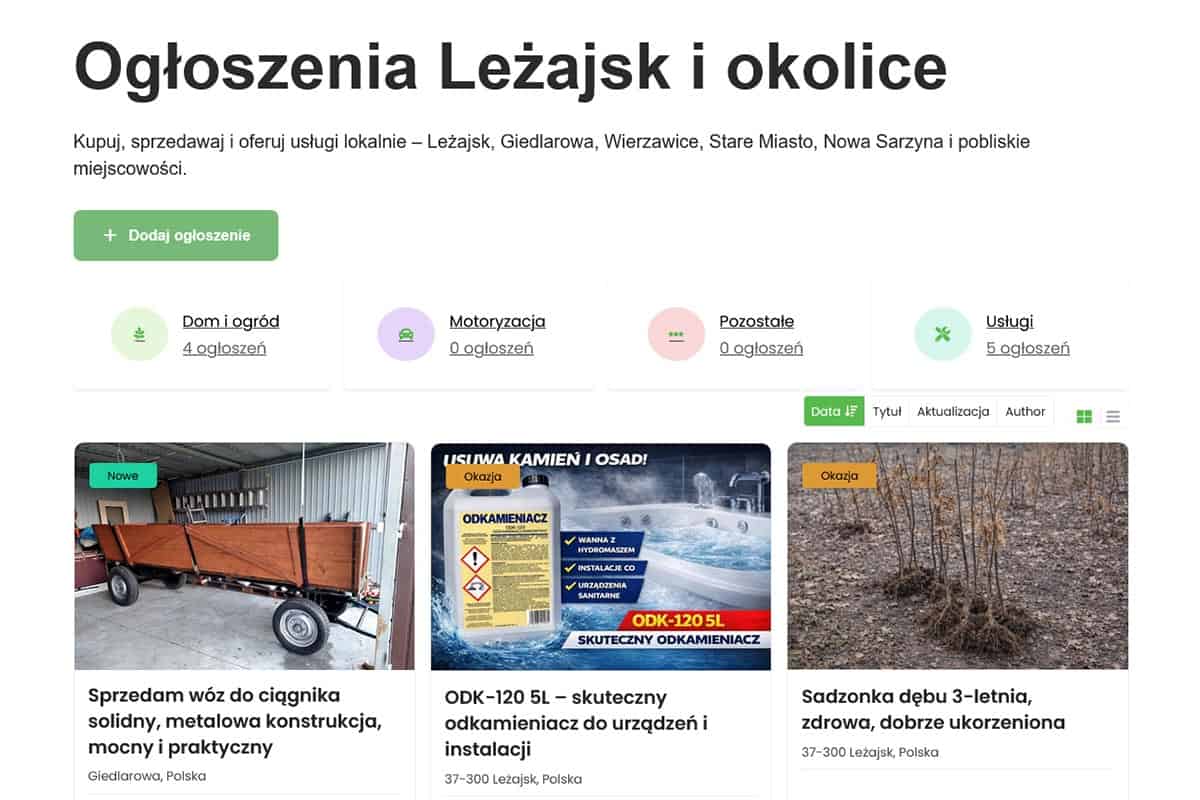 Ogłoszenia dla mieszkańców Leżajska
