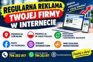 Polska reklama usług promocji firm w Internecie, ikony ogłoszeń, Facebooka, stron internetowych. Kontakt telefoniczny/WhatsApp.
